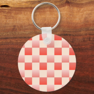 Coral Peach Gradient Chequered Key Ring