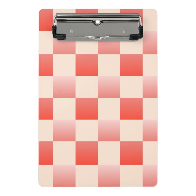 Coral Peach Gradient Chequered Mini Clipboard (Front)