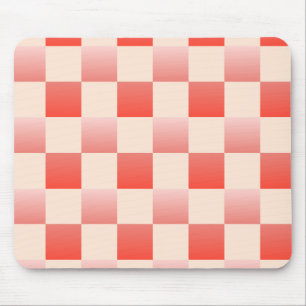 Coral Peach Gradient Chequered Mouse Pad