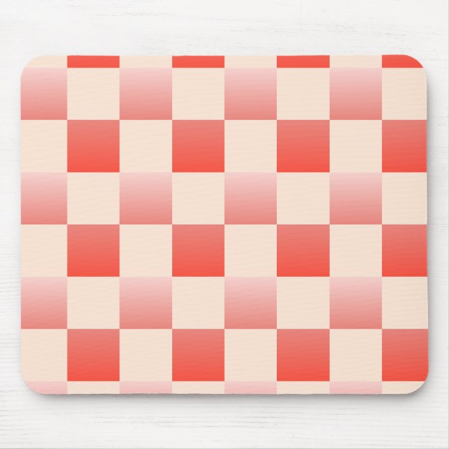 Coral Peach Gradient Chequered Mouse Pad (Front)