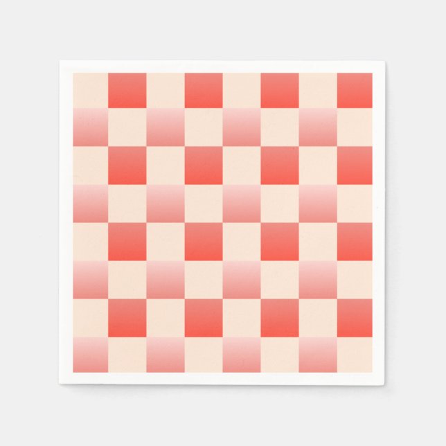 Coral Peach Gradient Chequered Napkin (Front)