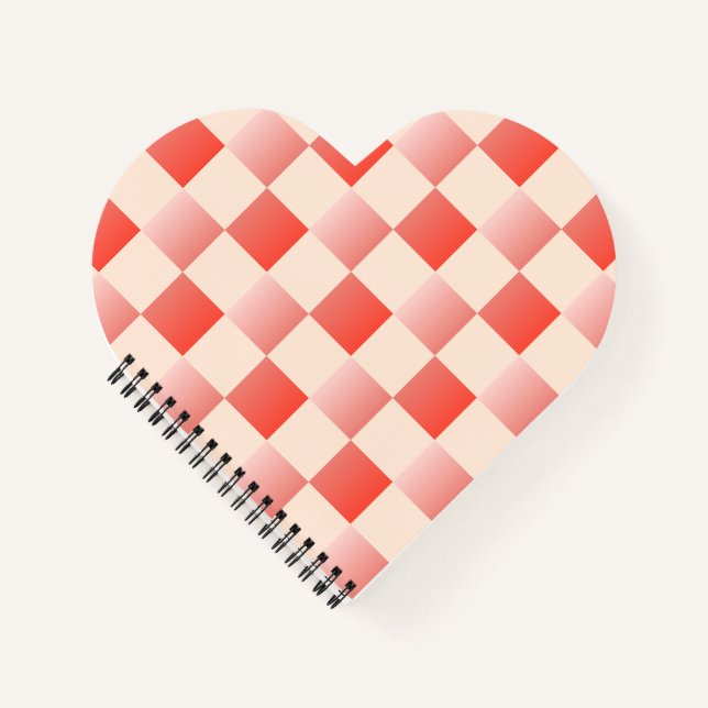 Coral Peach Gradient Chequered Notebook (Front)