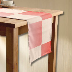 Coral Peach Gradient Chequered Short Table Runner