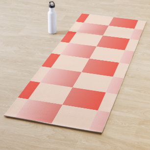 Coral Peach Gradient Chequered Yoga Mat