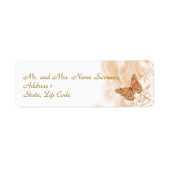 Coral peach green return address label (Front)