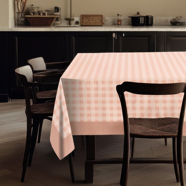 Coral Peach Grey Plaid Tablecloth for Rustic Charm (Coral Peach Grey Plaid Tablecloth for Rustic Charm)