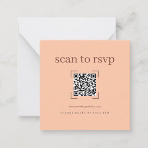Coral Peach Modern Wedding QR Code Online RSVP Card