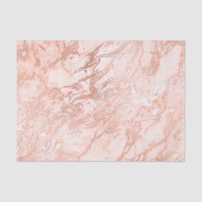 Coral Peach Rose Gold Blush Metallic Marble Blush Tissue Paper (Front)