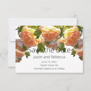Coral peach roses, orange floral  save the date