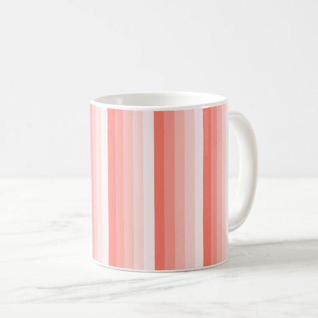 Coral peach shadow stripes coffee mug (Front Right)