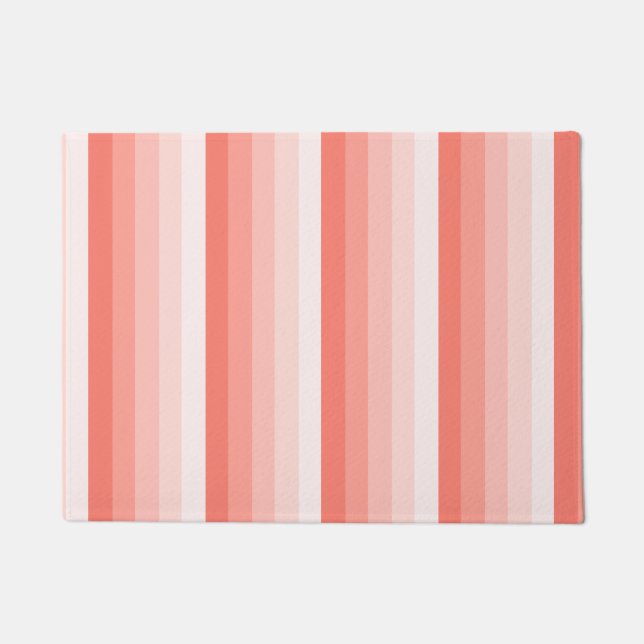 Coral peach shadow stripes doormat (Front)