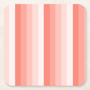 Coral peach shadow stripes square paper coaster