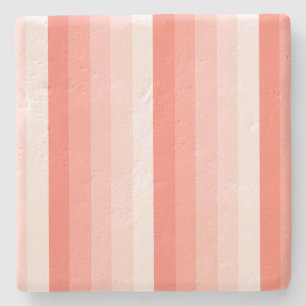 Coral peach shadow stripes stone coaster