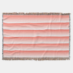 Coral peach shadow stripes throw blanket