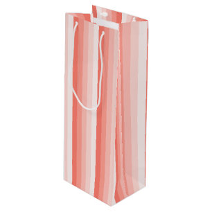 Coral peach shadow stripes wine gift bag