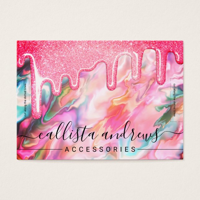 Coral Pearl Opal Glitter Drip Bracelet Display (Front)