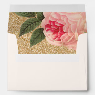 Coral Peonie and Faux Gold Glitter Envelopes