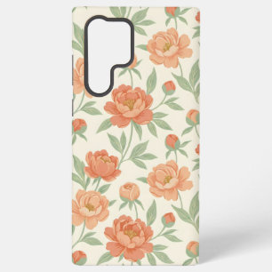 Coral Peony Bloom Soft Peach Floral Samsung Galaxy Case