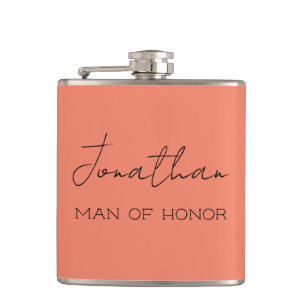 Coral Personalised Man of Honour Hip Flask