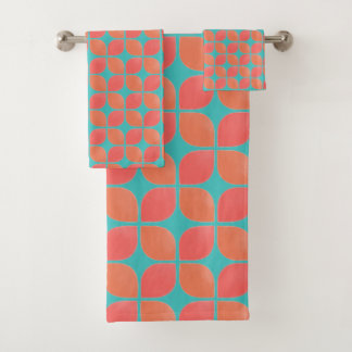 coral petals bath towel sets - teal