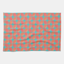 coral petals kitchen towel - teal