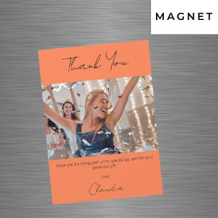 Coral photo thank you magnet card