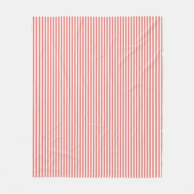 Coral Pin Stripe Fleece Blanket (Front)