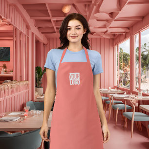Coral Pink - add logo Apron