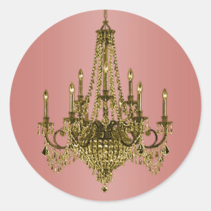 Coral Pink and Gold Chandelier Stickers