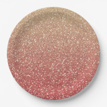 Coral Pink and Gold Faux Glitter
