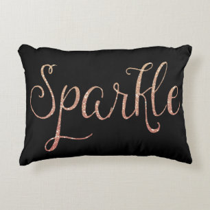 Coral Pink and Gold Faux Glitter Sparkle Decorative Cushion
