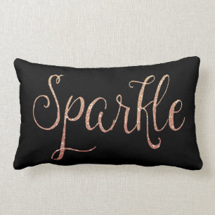 Coral Pink and Gold Faux Glitter Sparkle Lumbar Cushion
