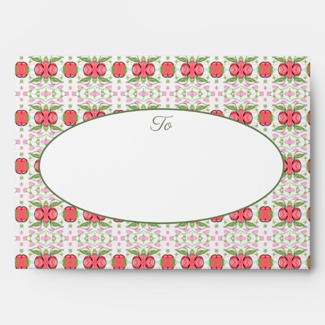 Coral pink and green envelope (Front)