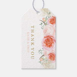 Coral, Pink and Peach Wedding Favour Gift Hang Tag