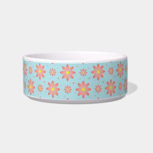 Coral pink and powder blue delicate daisy flowers bowl