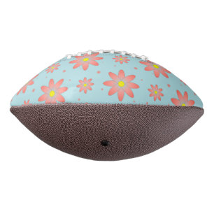 Coral pink and powder blue delicate daisy flowers  football