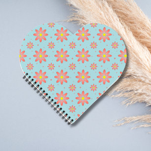 Coral pink and powder blue delicate daisy flowers notebook