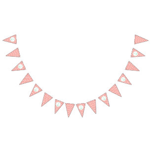 Coral Pink and White Chevron with Mint Nautical Bunting