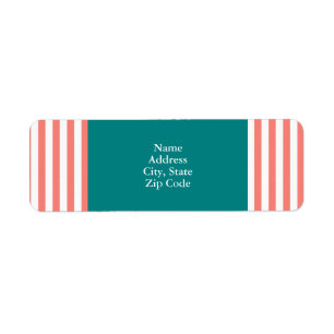 Coral Pink and White Stripes Return Address Label