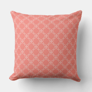 Coral Pink Background with Interlocking Circle Cushion
