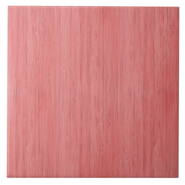 Coral Pink Bamboo Wood Grain Look Ceramic Tile (Front)