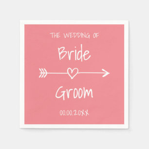 Coral pink bohemian style paper wedding napkins