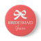Coral pink bridesmaid button for wedding party
