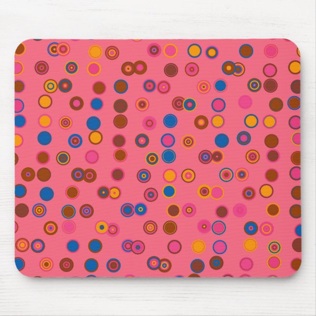 Coral Pink bubblegum geometric circle pattern Mouse Pad (Front)