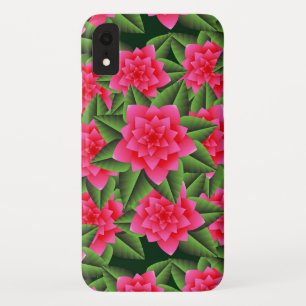 Coral Pink Camellias and Green Leaves iPhone XR Case
