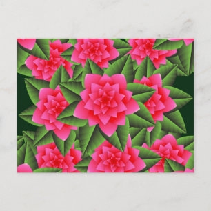 Coral Pink Camellias and Green Leaves Postcard