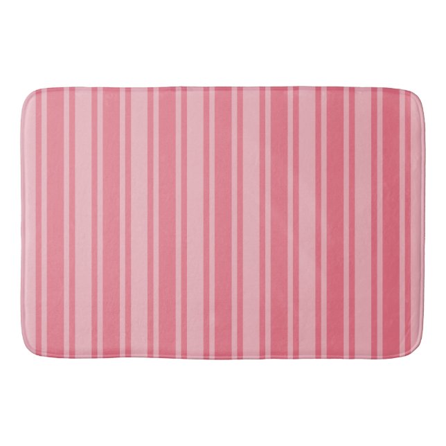 Coral pink candy stripes bath mat (Front)