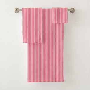 Coral pink candy stripes bath towel set