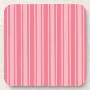 Coral pink candy stripes coaster