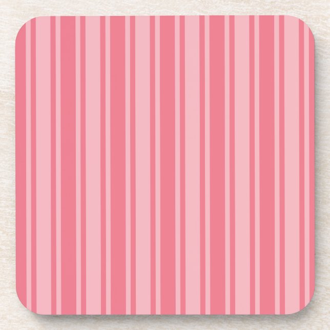 Coral pink candy stripes coaster (Front)